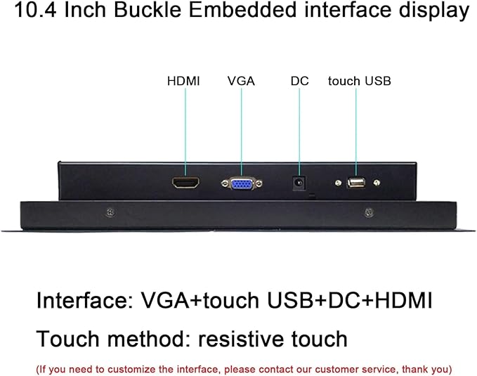 1pc 10 12 15 17 Inch Buckle Embedded Industrial Monitor Resistive Touch Screen with HDMI Touch USB Interface Display 1024 * 768(10.4 inch HDMI USB)