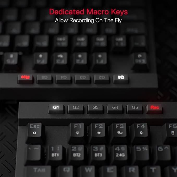 Redragon K580 PRO Wireless RGB Gaming Keyboard 3-Modes 104 Keys Mechanical Keyboard w/Hot-Swap Socket Dedicated Media Controls &amp Onboard Macro Recording Linear Red Switch