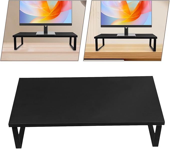 Veemoon Sturdy Desktop Monitor Riser Stand Black Computer Stand with Abrasion Resistance Smooth Edges Ergonomic Eye-Level Height for Laptop and Monitor Organization