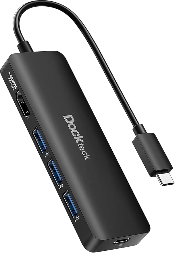 USB C HUB 4K 60Hz Dockteck USB-C Multiport Adapter 5-in-1 with 4K HDMI 100W Power Delivery 3 USB 3.0 Data Port for MacBook Pro/Air M1 2020 iPad Pro 2021 iPad Mini 6 Surface Pro and More