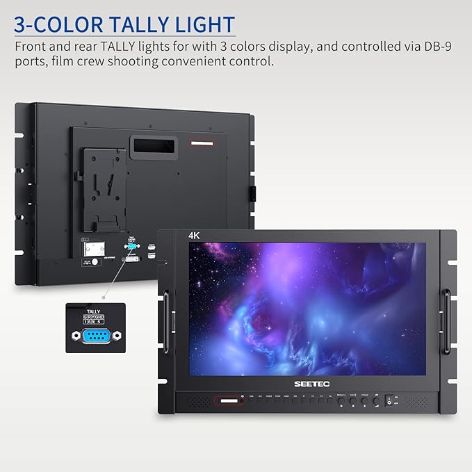 SEETEC P173-9HSD-RM 17.3 7RU Rack Mount Broadcast LCD Director Monitor with 3G-SDI HDMI YPbPr Input and Output Full HD 1920×1080