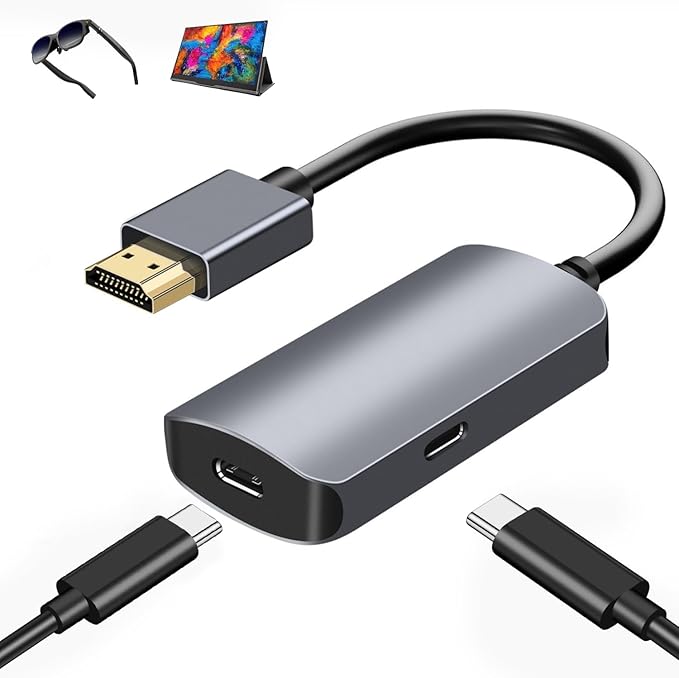 HDMI to USB C Adapter 4K60Hz Unidirectional HDMI Male (Source) to USB C Female (Display) for Portable Monitor AR Glasses XREA-L One/Air 2 Pro/VITURE Pro/Rokid PS4/5 B0X Switch ROG Ally
