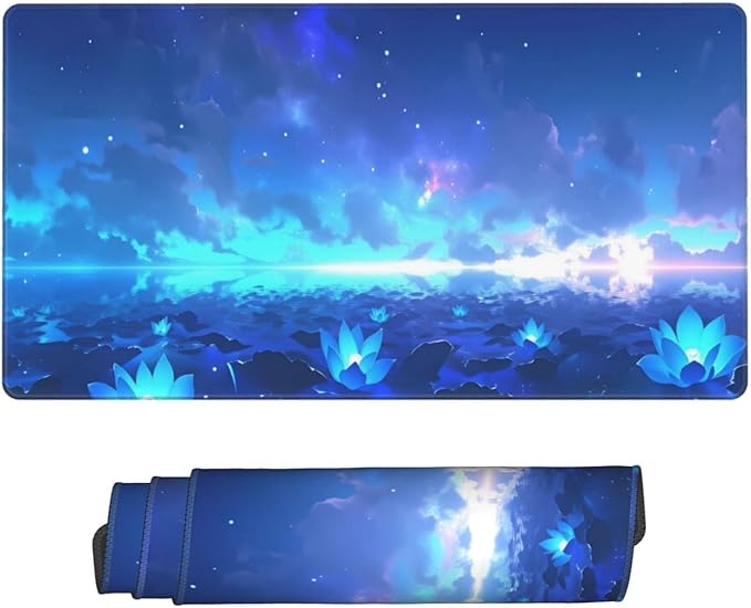 Blue Glowing Night Sky Desk Cover MatExtended Large Mouse PadComputer Laptop Mat Desk Decor for Office Game Home 30x16 Inch