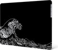 XVX Black Kanagawa Glass Mousepad 4.0 Hard Mouse Pad for Gaming Ultra-Smooth Micro-Etched Surface Mouse Mat with Non-Slip Rubber Base(410mm*310mm)