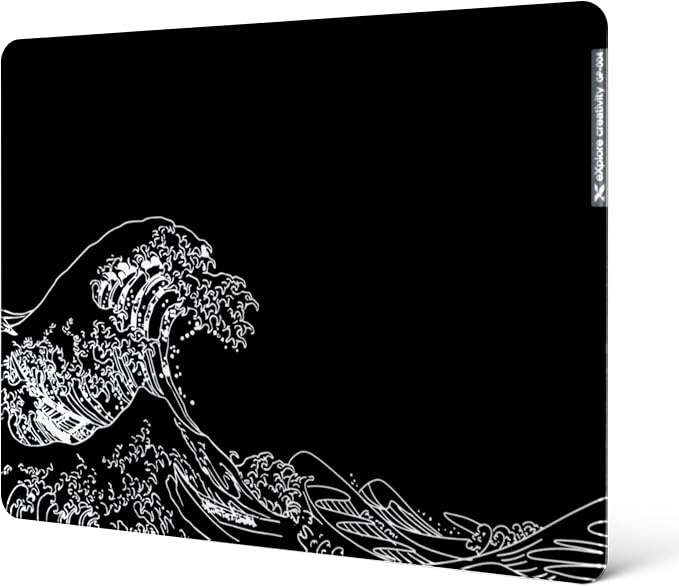 XVX Black Kanagawa Glass Mousepad 4.0 Hard Mouse Pad for Gaming Ultra-Smooth Micro-Etched Surface Mouse Mat with Non-Slip Rubber Base(410mm*310mm)