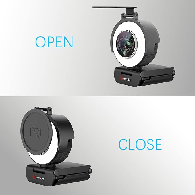 Angetube 1080P Streaming Webcam Kits 967 HD Web Camera with Microphone and Light Software Control Webcam Cover - Web Cam Privacy Shutter to Protect Lens and Security