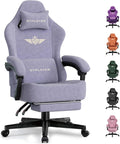 GTPLAYER Gaming Chair with Pocket Spring Cushion High Back Ergonomic Computer Chair with Footrest for Adults Lumbar Support Swivel Game Chair for Office Gaming 350LBS Fabric Macaron Purple