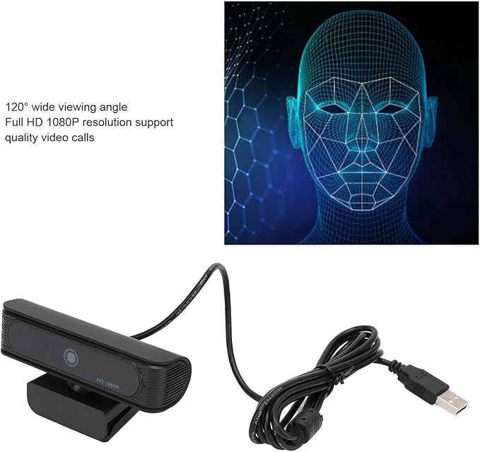 Full HD 1080p Webcam Recognition Wide Angle Webcam for Desk Computer Laptop Made for Meetings and Works for Streaming Plug and Play(Black)