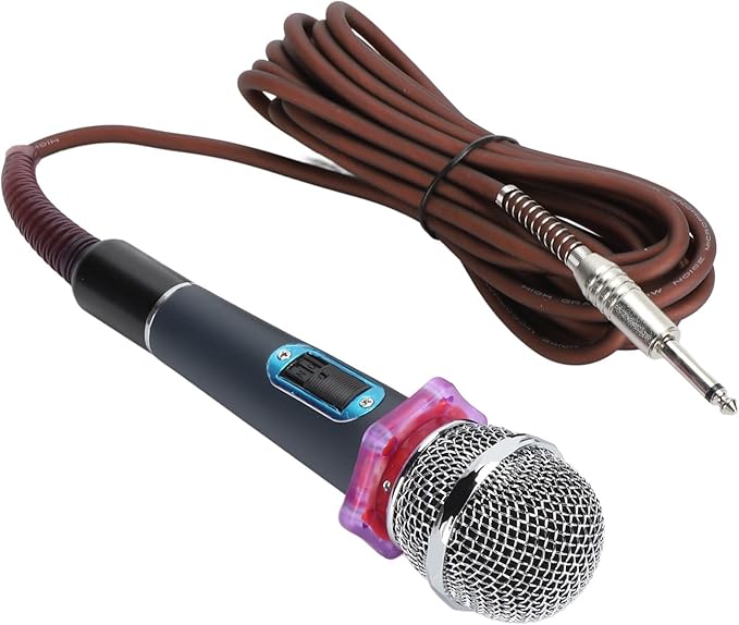 Dynamic Moving Coil Microphone Clear Sound Handheld Zinc Alloy Microphone Toughened Sound Head with Heart Shaped Pickup Design Metal Mesh Structure for Protection