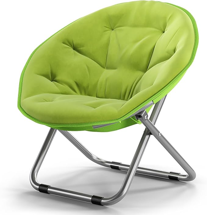 NaKeah Saucer Chair Foldable Oversized Lounge Chair Metal Frame Moon Chair for Bedroom Living Room Reading Gaming Room Soft Lazy ChairA