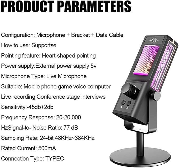 Dynamic Microphone Noise Reduction for Gaming Streaming Mobile Clear Sound and Multi Platform Compatibility Instrument Mic