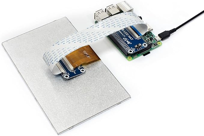 waveshare 7inch Display Compatible with Raspberry Pi 4B/3B+/3B/2B/B+/A+/Zero/Zero W/WH/Zero 2W Series Boards 1024×600 Resolution DPI Interface IPS No Touch