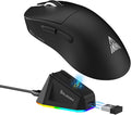 SOLAKAKA SM822 Wireless Gaming Mouse with RGB Charging Dock Tri-Mode Wireless Mouse PAW3311 Optical Sensor Up to 24000DPI 62g Lightweight Mouse with 5 programmable Buttons for PC Laptop (Black)