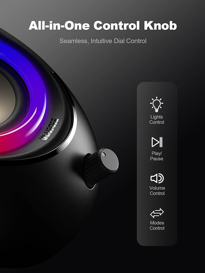 Bluedee Computer Speakers with Subwoofer 2.1 PC Speakers with Deep Bass and 80W Peak Power Adapter Powered Bluetooth 5.4 &amp USB/USB-C/AUX-in RGB Desktop Speakers for Computer Laptop Monitor