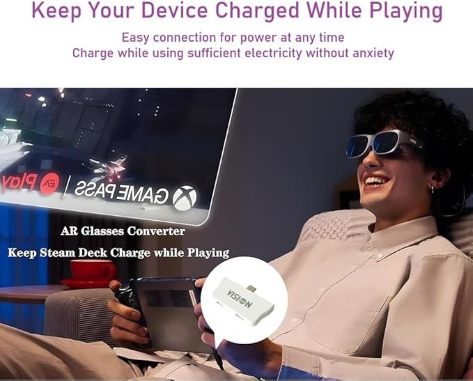 USB C to AR Glasses and Charging Adapter Compatible 100W PD Fast Charging for iPhone 17-15Switch ROG Ally Steam Deck. Connected V-iture/Rokid/X-Real AR Glasses 4K 60Hz/2K 120Hz