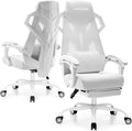 GTPLAYER Gaming Chair Computer Chair with Mesh Back Ergonomic Game Chair with Footrest Reclining Game Chair with Adjustable Headrest and Lumbar Support for Gaming and Office (White)