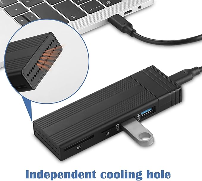 M.2 NVME SATA SSD Enclosure Adapter USB Hub 4 in 1 USB C 3.2 Gen2 10Gbps Support M.2 NVMe PCIe M-Key B+M Key Toolless Hard Drive Cover 2 USB2.0 Port SD/TF Readers for 2242/2260/2280 SSD