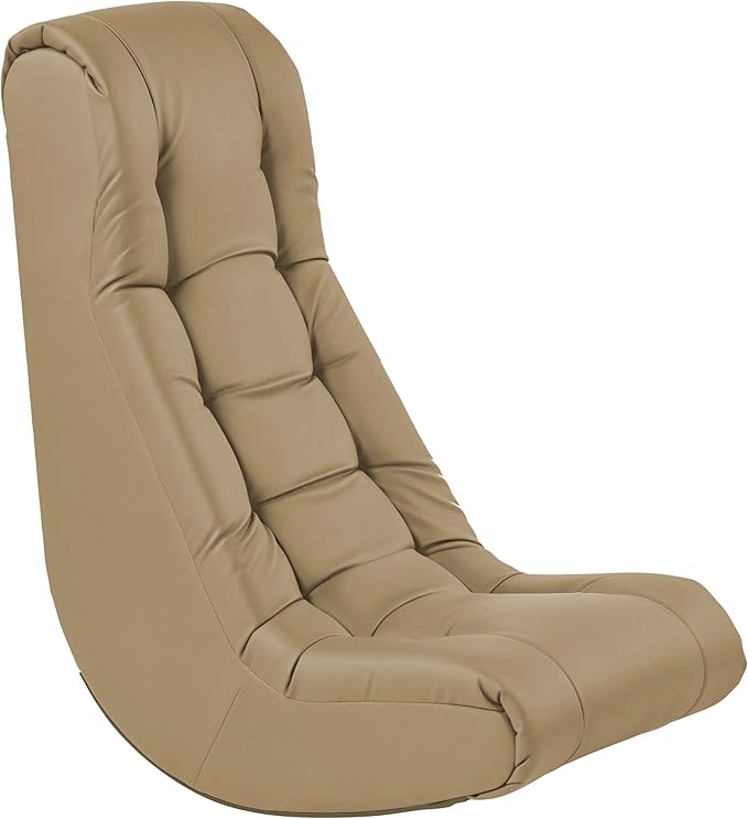FDP Tufted Floor Rocker for Kids Teens and Adults Comfortable Ergonomic Chair for Reading Playing Video Games or Watching TV - Sand 10488-SD