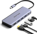 6 in 1 USB C Hub M.2 NVMe SSD Hard Drive Enclosure with 4K@60Hz HDMI 3 10Gbps USB 3.0 and 100W USB C PD Charging Port Compatible with MacBook Pro/Air/Dell