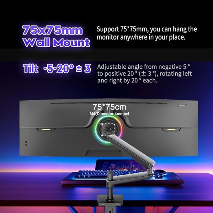 Viewedge 49 Curved Monitor Ultrawide Gaming 120Hz 1ms 32:9 DQHD 5120 x 1440P Computer Monitor R1500 110% sRGB DisplayPort HDMISupport Crosshair and Wall Mount