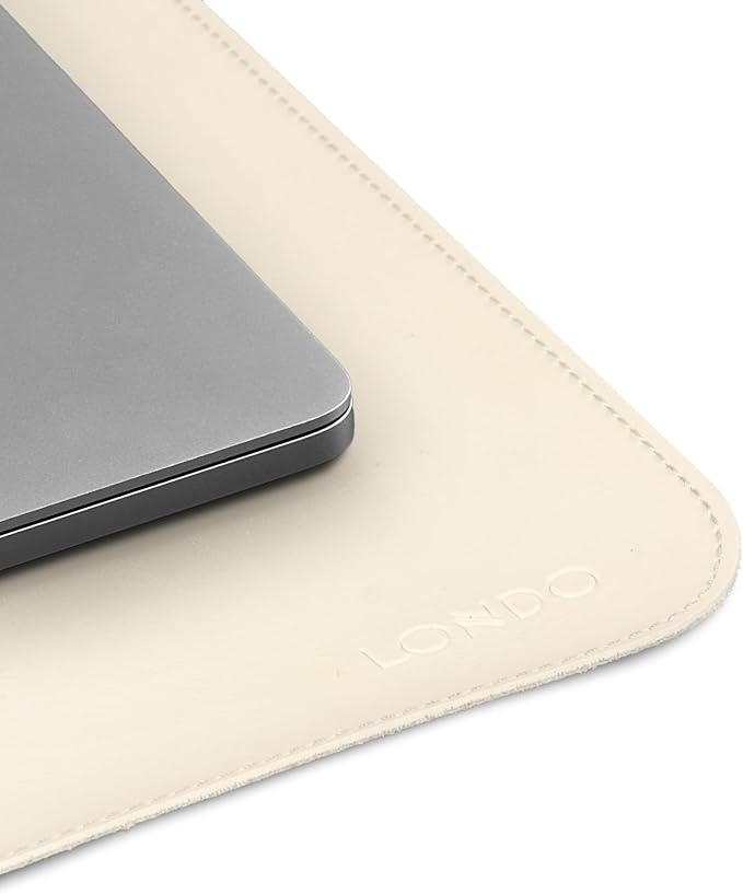 Londo PU Leather Mouse Pad – Desk Mat for Keyboard and Mouse Large Leather Office Desk Pad 13.18x17.32 (White)