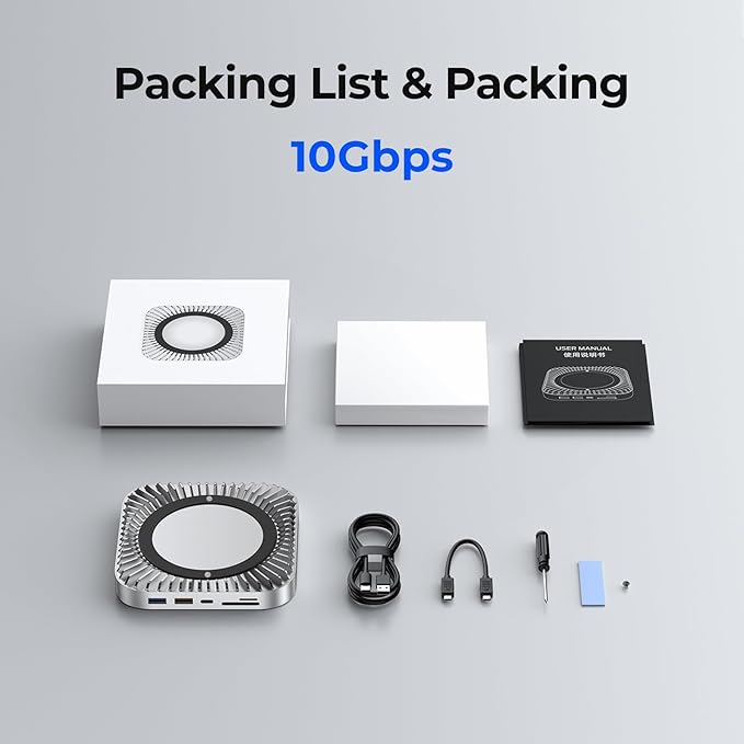 GIISSMO Mac mini M4 Dock with 4K@60 HDMI 8TB M.2 NVMe SSD Enclosure Mac mini Hub &amp Stand for Mac mini M4 and M4 Pro 2024 (10G USB A/C 5G USB A*2 USB-C Charge SD/TF Audio)