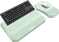 3-in-1 Ergonomic Keyboard Stand with Wrist Rest &amp Mouse Pad Set Comfy Keyboard Riser Holder Soft Mousepad with Massage Design Memory Foam and Non-Slip PU Base for Pain Relief Light Green