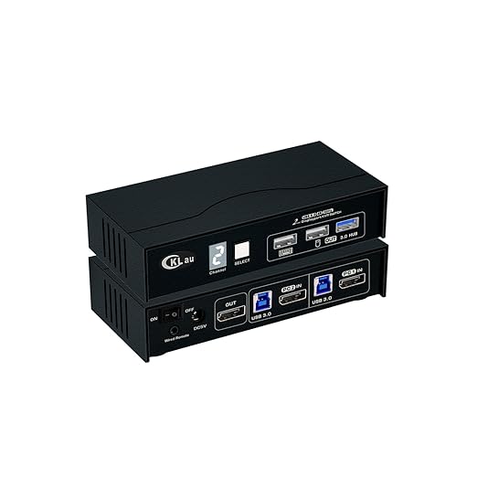 CKLau DP 1.2 Dual Port Displayport KVM Switch with All Input Cables for 2 Computers 1 Monitor Support Digital Display Compatible 4096x2160@60Hz 2560x1440@6144Hz