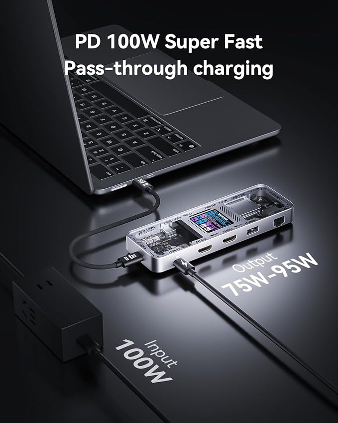DOCKCASE Explorer Edition 10-in-1 USB C Hub Dual 4K HDMI Docking Station for 2 Monitor Gigabit Ethernet1 USB-C and 3 USB-A Ports100w PD UHS-II TF/SD Card Reader for MacBook Pro XPS and More