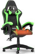 Bigzzia Gaming Chair with Heated Cushion Ergonomic Video Game Chairs with Pillow and Lumbar Support Racing Style Height Adjustable Computer Chair with 360°-Swivel Seat for Adults (Green)