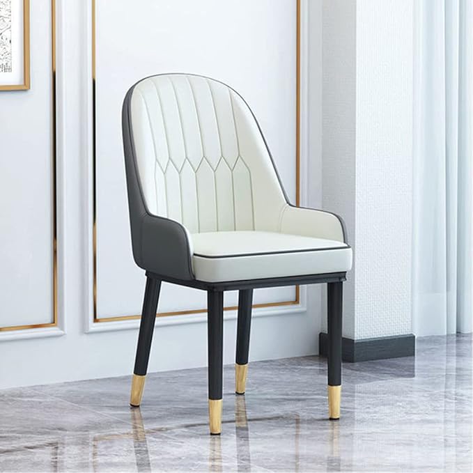Office Chair Gaming Chair Computer Chair Living Room Furniture Design Armchairs Nordic Chair Metal Leather Material Dining Room Chairs Leisure Computer Stool (Color : Wit)