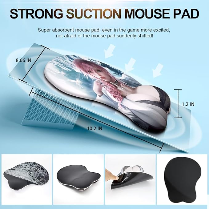 KG Alpha 3D Mouse Pad Anime Silicone Wrist Rest Support Gaming Mousepad… (Cranberry)