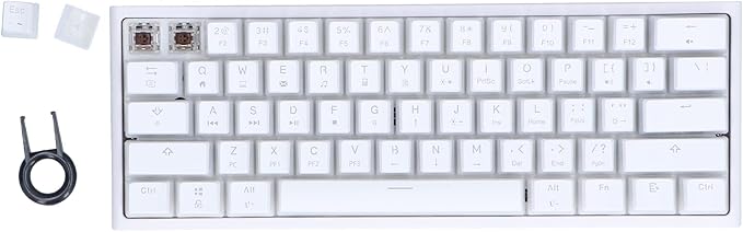 Mini Mechanical Gaming Keyboard Backlight Ergonomic Game Keyboard with Long Type C USB Cable Easy to Carry for PC/  Typist Travel(white2)