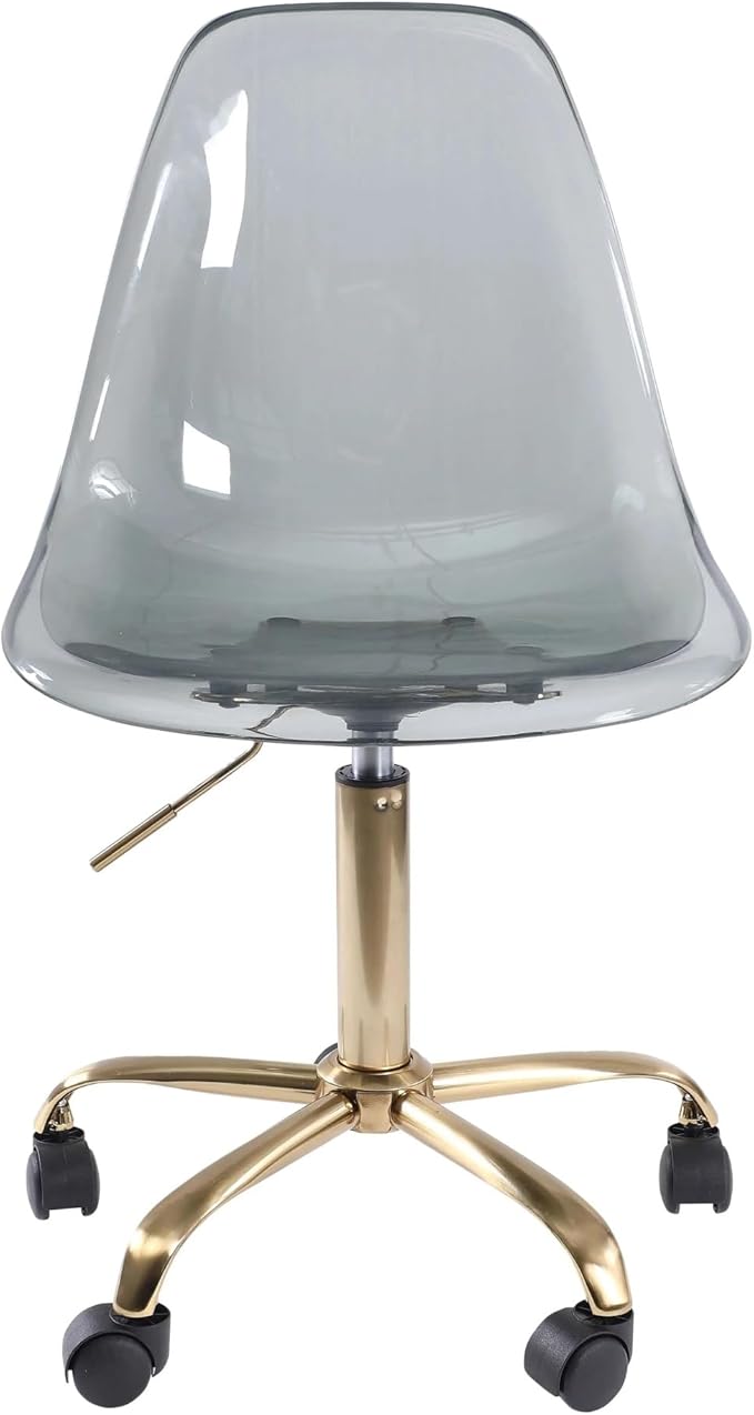 Modern Gaming Chair with Acrylic Base and Rolling Function Black and Gold