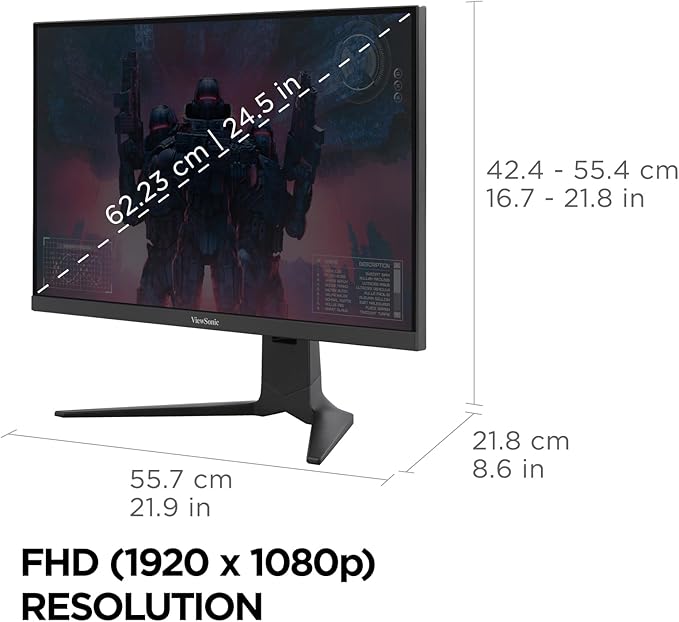 ViewSonic XG2536 25 Inch 1080p IPS Gaming Monitor with 280Hz 0.5ms FreeSync Premium NVIDIA G-Sync Compatible RGB Lighting Advanced Ergonomics HDMI DP and 65W USB-C Inputs