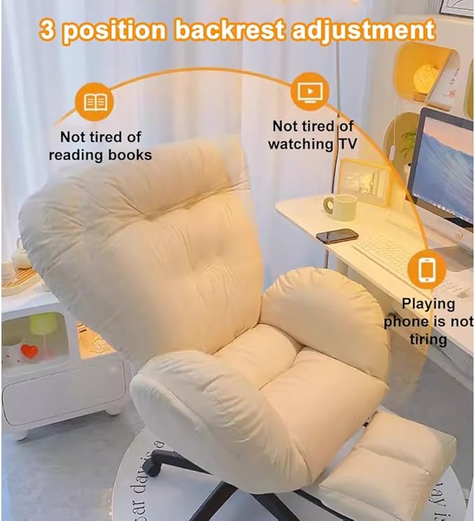 YCKEGEW Sofa Leisure Chair Computer Ergonomic Video Gaming Chair for BedroomRecliner Chair Tilting Function BackrestTask Chair with Wheels and Black Base(PinkWithout)