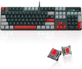 MageGee Mechanical Gaming Keyboard 104 Keys Blue Backlit Keyboards with Red Switches Double-Shot Keycaps USB Wired Mechanical Computer Keyboard for Laptop Desktop PC Gamers(Gray &amp Black)