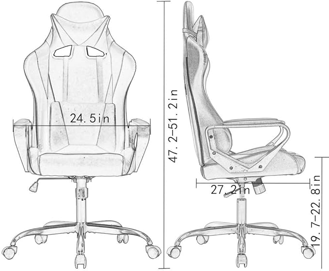 Gaming Chair with Lumbar Support High-Back Office Chair for Adults with Ergonomic Computer Racing Chair PU Desk Task Chair with Support Flip Up Arms Headrest Red
