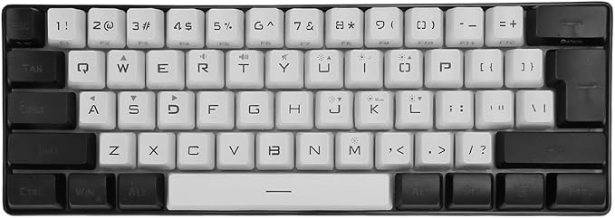 61 Keys Gaming Keyboard Mini Ergonomic RGB Keyboard Wired Mechanical Keyboard with LED Backlight for Office Business (White)