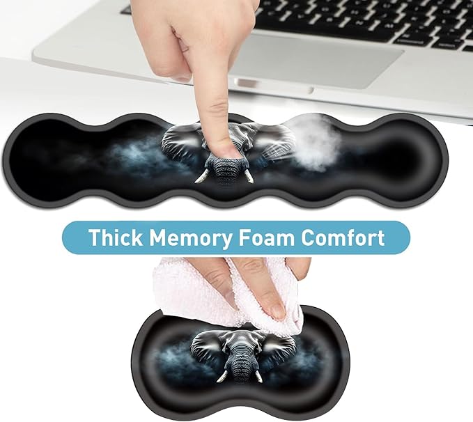 Keyboard Mouse Pad Set Extended Gaming Mouse Pad+Ergonomics Keyboard Wrist Rest Support Memory Foam Easy Typing Pain Relief 4Pcs XL Ultra Thick Desk MatMisty Elephant