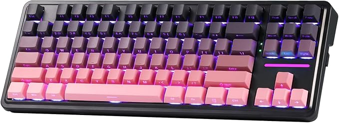 Redragon K728 PRO 80% Wireless Gasket Gaming Keyboard 3-Mode 87 Keys TKL Mechanical Keyboard w/South-Facing LED &amp Hot-Swap Socket 5-Layer Noise Dampening Custom Linear Switch PBT Gradient Keyc