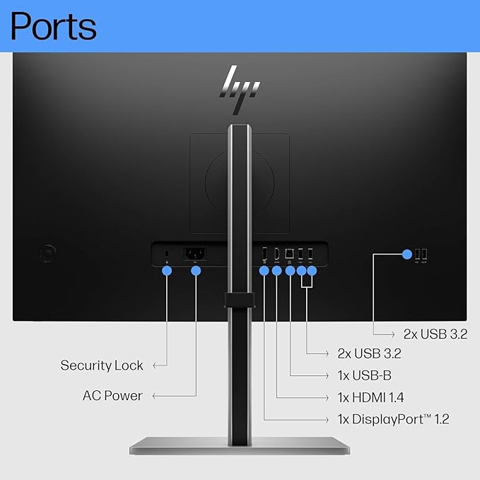 HP E27 G5 27 FHD IPS Monitor with 5ms Response Time Anti-Glare Flicker Free 300 nits Brightness VESA Mount (100 mm) HDMI &amp Dockztorm USB Port Expander Black/Silver Color (6N4E2AA#ABA) 2 Pac