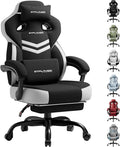 GTPLAYER Gaming Chair Computer Chair with Footrest and Lumbar Support for Adults 360°-Swivel Big &amp Tall Reclining Seat for Office or Gaming (Black&ampWhite)
