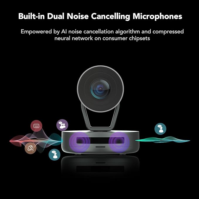 NEARITY V410 NDI PTZ Camera 2K 10x Hybrid Zoom Video Conference Webcam AI-Powered Noise Cancellation 4 Preset Positions 350° Pan&amp60° Tilt 120° FOV Remote Control for Zoom/Teams/Google Meet