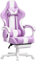 Ferghana Gaming Chairs Ergonomic Racing Style PC Game Computer Chair with Headrest Lumbar Support Adjustable Recliner PU Leather Video Computer Chair(Light Purple)