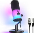 MAONO USB/XLR Dynamic Microphone for Gaming PodcastComputer PC Microphone RGB Mute Button 48kHz/24bit Podcasting Desktop Mic Kit