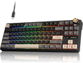 RK ROYAL KLUDGE R87 Pro Wired Mechanical Keyboard with Hot Swappable Knob 75% Creamy Gaming Keyboard 88 Keys TKL Gasket Mounted RGB Backlit with QMK/VIA MDA Profile Linear Creamy Switch Black