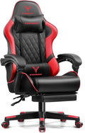 EXRACING Gaming Chair Ergonomic Computer Chair with Footrest and Lumbar Support Height Adjustable High Back Leather Office Chair 360° Swivel with Linked Armrest for Adult and Teen (Red)