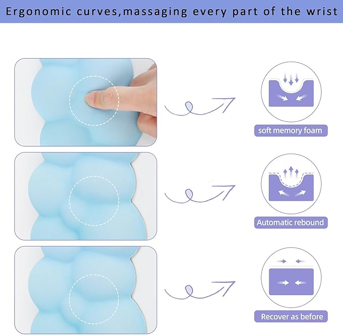 OUEST Cloud Wrist Rest Keyboard and Mouse Pad with Cute Ergonomic Memory Foam Non-Slip PU Base for Computer Mac Laptop Office Gaming-Purple/Cyan