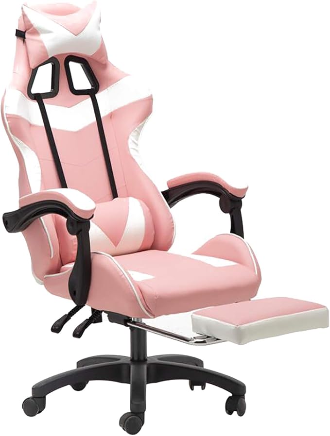 Office Chair Gaming Chair Computer Chair Andrgonomic Swivel Computer Chair with Headrest FootrestHigh Back Gaming Chair Racing Game ChairHeight Adjustable Gamer Chair PU Leather Office Cha